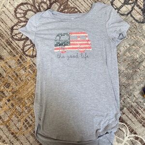 Maurices Gray Short Sleeve Tee with Vintage Flag Design